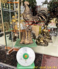 Tượng Gà Trống Đứng Gốc Cây Bằng Đồng