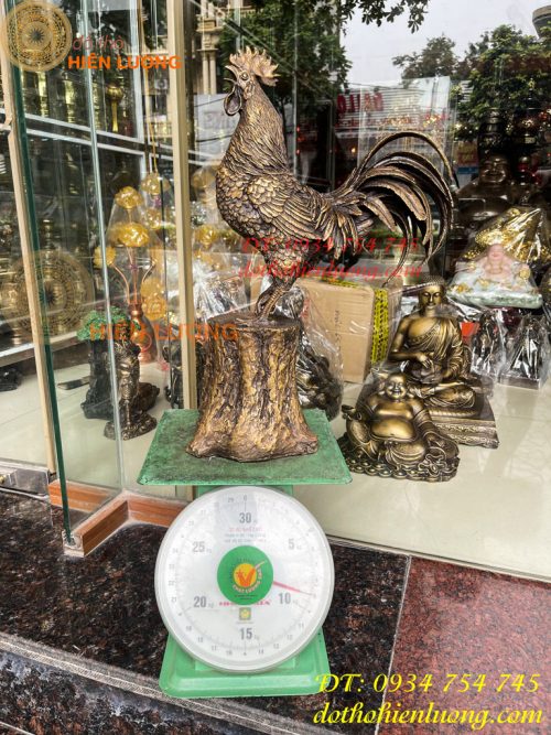 Tượng Gà Trống Đứng Gốc Cây Bằng Đồng