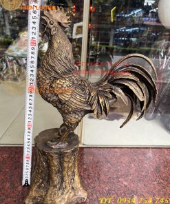 Tượng Gà Trống Đứng Gốc Cây Bằng Đồng