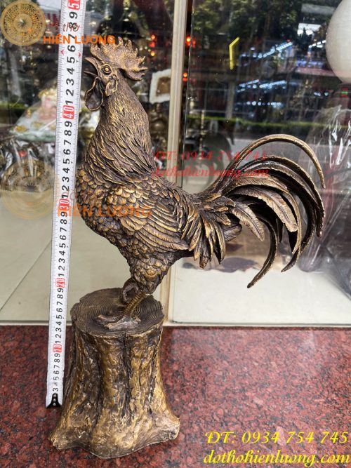 Tượng Gà Trống Đứng Gốc Cây Bằng Đồng