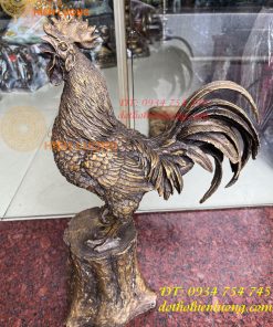 Tượng Gà Trống Đứng Gốc Cây Bằng Đồng