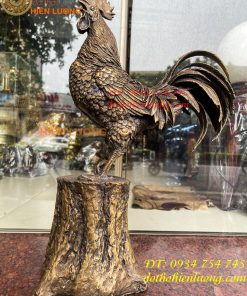 Tượng Gà Trống Đứng Gốc Cây Bằng Đồng