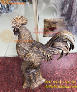 Tượng Gà Trống Đứng Gốc Cây Bằng Đồng