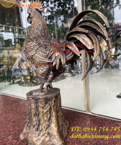 Tượng Gà Trống Đứng Gốc Cây Bằng Đồng