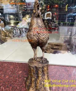 Tượng Gà Trống Đứng Gốc Cây Bằng Đồng
