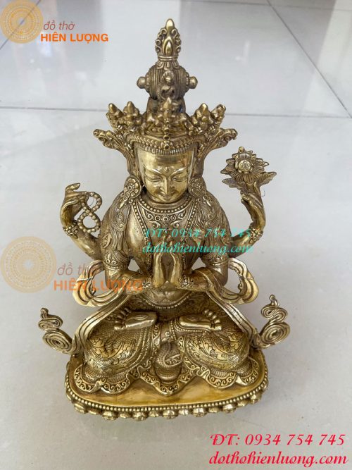 Tượng Phật Quan Âm Tứ Thủ Bằng Đồng Mật Tông Cao 30cm