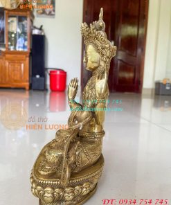 Tượng Phật Quan Âm Tứ Thủ Bằng Đồng Mật Tông Cao 30cm