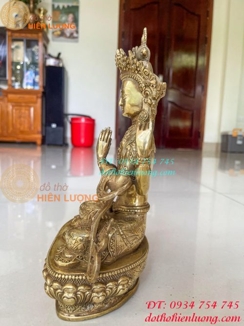 Tượng Phật Quan Âm Tứ Thủ Bằng Đồng Mật Tông Cao 30cm