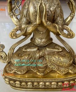 Tượng Phật Quan Âm Tứ Thủ Bằng Đồng Mật Tông Cao 30cm