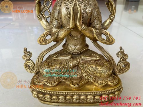Tượng Phật Quan Âm Tứ Thủ Bằng Đồng Mật Tông Cao 30cm