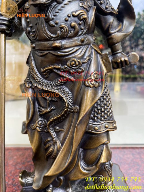 Tượng Quan Công Áo Rồng Bằng Đồng Cao 45cm