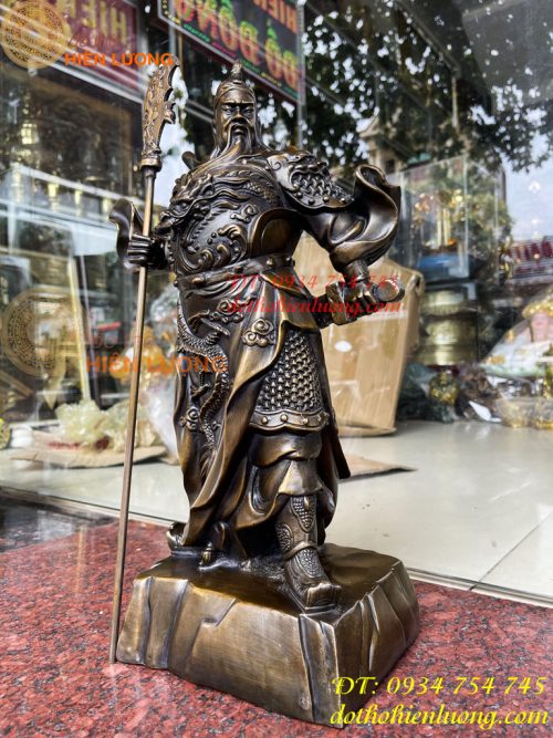 Tượng Quan Công Áo Rồng Bằng Đồng Cao 45cm