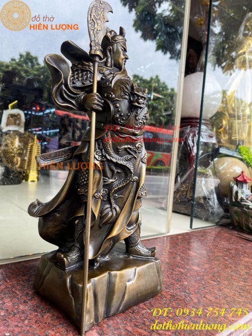Tượng Quan Công Áo Rồng Bằng Đồng Cao 45cm