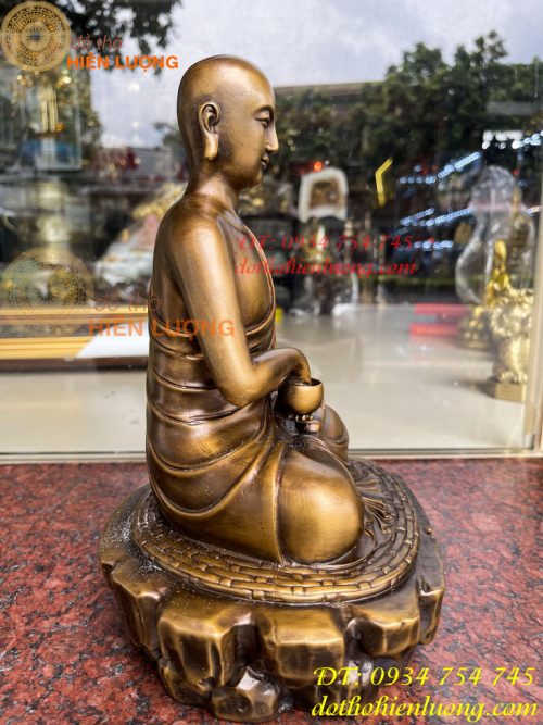 Tượng Sivaly Cao 28cm Bằng Đồng Hun Ngồi Bệ Đá