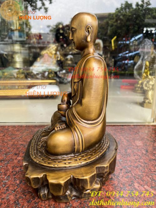 Tượng Sivaly Cao 28cm Bằng Đồng Hun Ngồi Bệ Đá