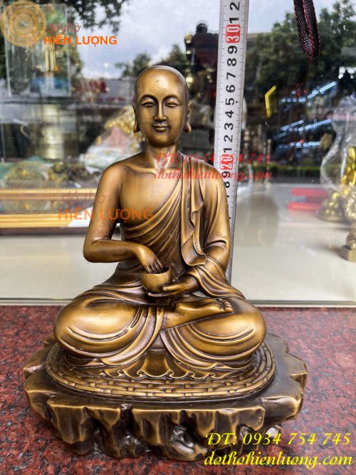 Tượng Sivaly Cao 28cm Bằng Đồng Hun Ngồi Bệ Đá