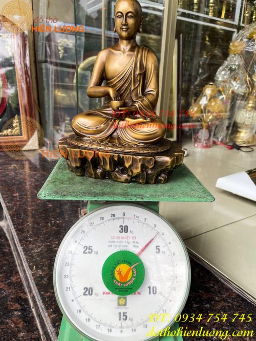 Tượng Sivaly Cao 28cm Bằng Đồng Hun Ngồi Bệ Đá