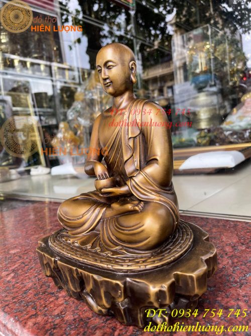 Tượng Sivaly Cao 28cm Bằng Đồng Hun Ngồi Bệ Đá