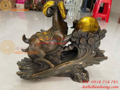 Tượng Tam Dương Khai Thái Bằng Đồng Cao 41cm