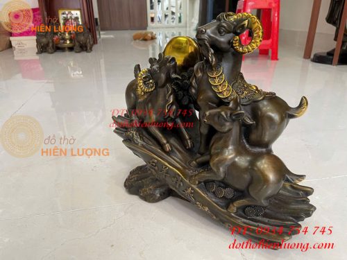 Tượng Tam Dương Khai Thái Bằng Đồng Cao 41cm