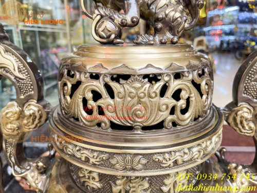 Quả Đỉnh Bằng Đồng Rồng Nổi Cao 70cm Thờ Cúng