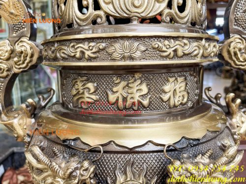 Quả Đỉnh Bằng Đồng Rồng Nổi Cao 70cm Thờ Cúng