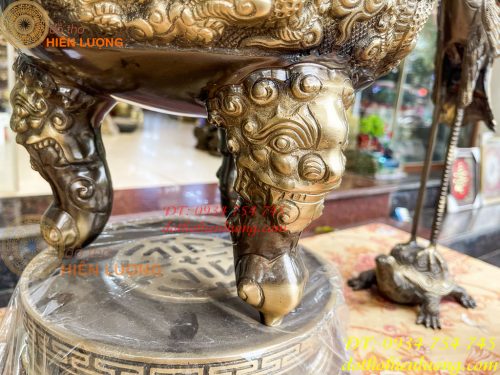 Quả Đỉnh Bằng Đồng Rồng Nổi Cao 70cm Thờ Cúng
