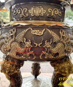 Quả Đỉnh Bằng Đồng Rồng Nổi Cao 70cm Thờ Cúng