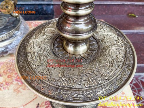 Đôi Chân Nến Thờ Cúng Cao 55cm Bằng Đồng Hai Công Nghệ