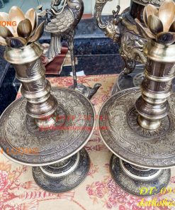 Đôi Chân Nến Thờ Cúng Cao 55cm Bằng Đồng Hai Công Nghệ