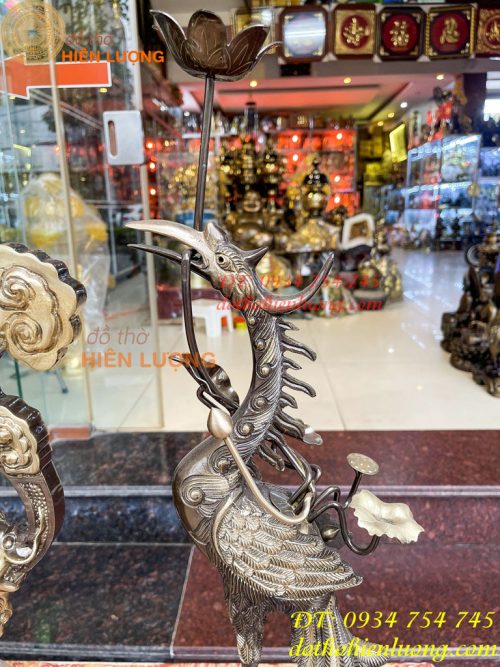 Đôi Hạc Cao 72cm Bằng Đồng Thờ Cúng Màu Hai Công Nghệ