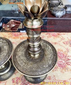 Đôi Chân Nến Thờ Cúng Cao 55cm Bằng Đồng Hai Công Nghệ