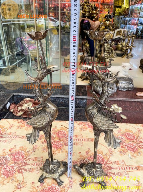 Đôi Hạc Cao 72cm Bằng Đồng Thờ Cúng Màu Hai Công Nghệ