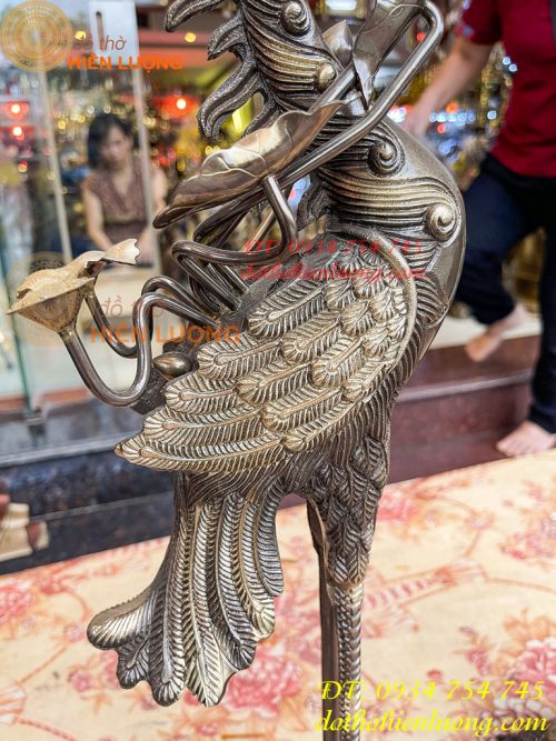 Đôi Hạc Cao 72cm Bằng Đồng Thờ Cúng Màu Hai Công Nghệ
