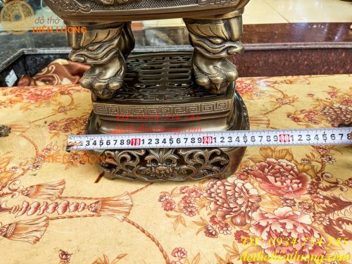 Bộ Ngũ Sự Đỉnh Vuông Cao 70cm Bằng Đồng Hun Giả Cổ