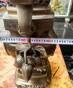 Bộ Ngũ Sự Đỉnh Vuông Cao 70cm Bằng Đồng Hun Giả Cổ