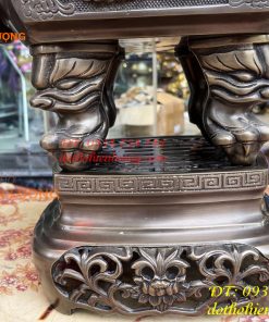 Bộ Ngũ Sự Đỉnh Vuông Cao 70cm Bằng Đồng Hun Giả Cổ