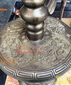 Bộ Ngũ Sự Đỉnh Vuông Cao 70cm Bằng Đồng Hun Giả Cổ