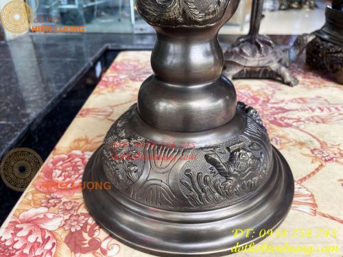 Bộ Ngũ Sự Đỉnh Vuông Cao 70cm Bằng Đồng Hun Giả Cổ