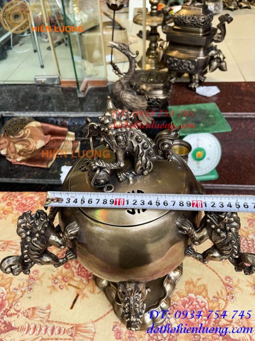 Đỉnh Thất Lân Vờn Cầu Bằng Đồng Hun Trơn