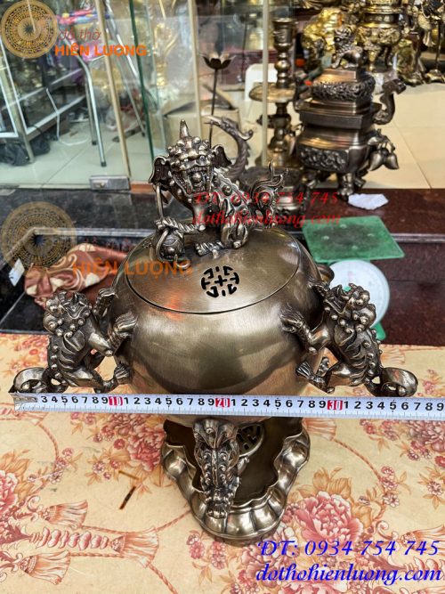 Đỉnh Thất Lân Vờn Cầu Bằng Đồng Hun Trơn