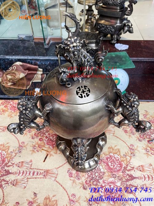 Đỉnh Thất Lân Vờn Cầu Bằng Đồng Hun Trơn