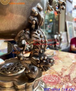 Đỉnh Thất Lân Vờn Cầu Bằng Đồng Hun Trơn