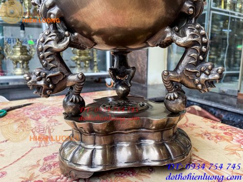 Đỉnh Thất Lân Vờn Cầu Bằng Đồng Hun Trơn