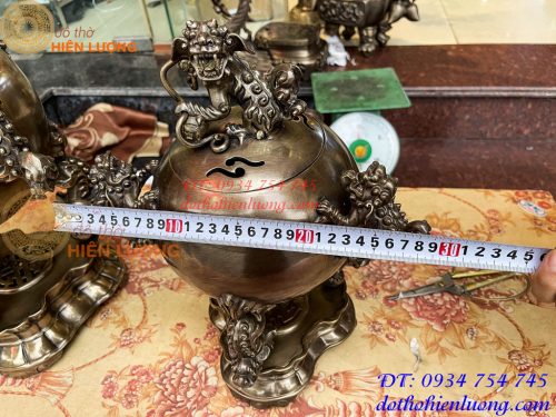 Đỉnh Thất Lân Vờn Cầu Bằng Đồng Hun Trơn