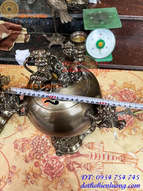 Đỉnh Thất Lân Vờn Cầu Bằng Đồng Hun Trơn