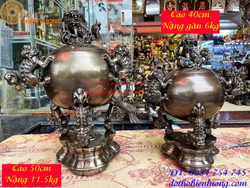 Đỉnh Thất Lân Vờn Cầu Bằng Đồng Hun Trơn