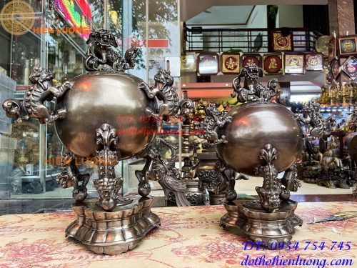 Đỉnh Thất Lân Vờn Cầu Bằng Đồng Hun Trơn