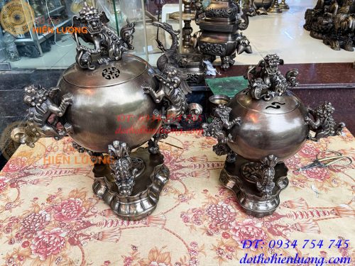Đỉnh Thất Lân Vờn Cầu Bằng Đồng Hun Trơn