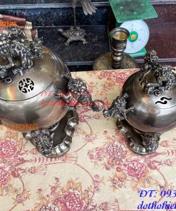 Đỉnh Thất Lân Vờn Cầu Bằng Đồng Hun Trơn